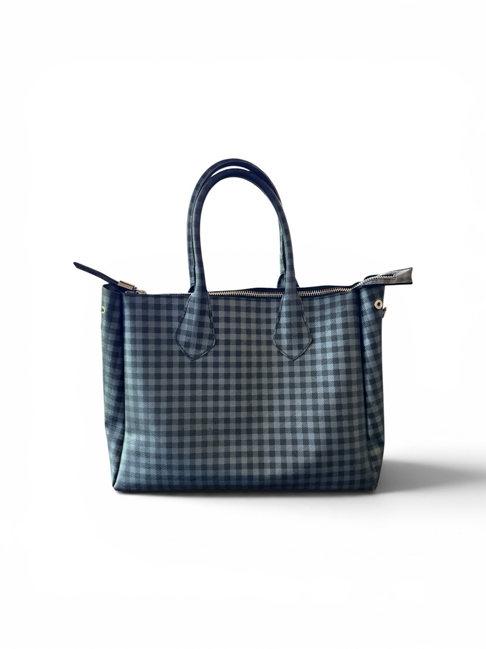 GUM Gianni Chiarini Design Black Plaid Satchel Tote Overnight Duffle Bag